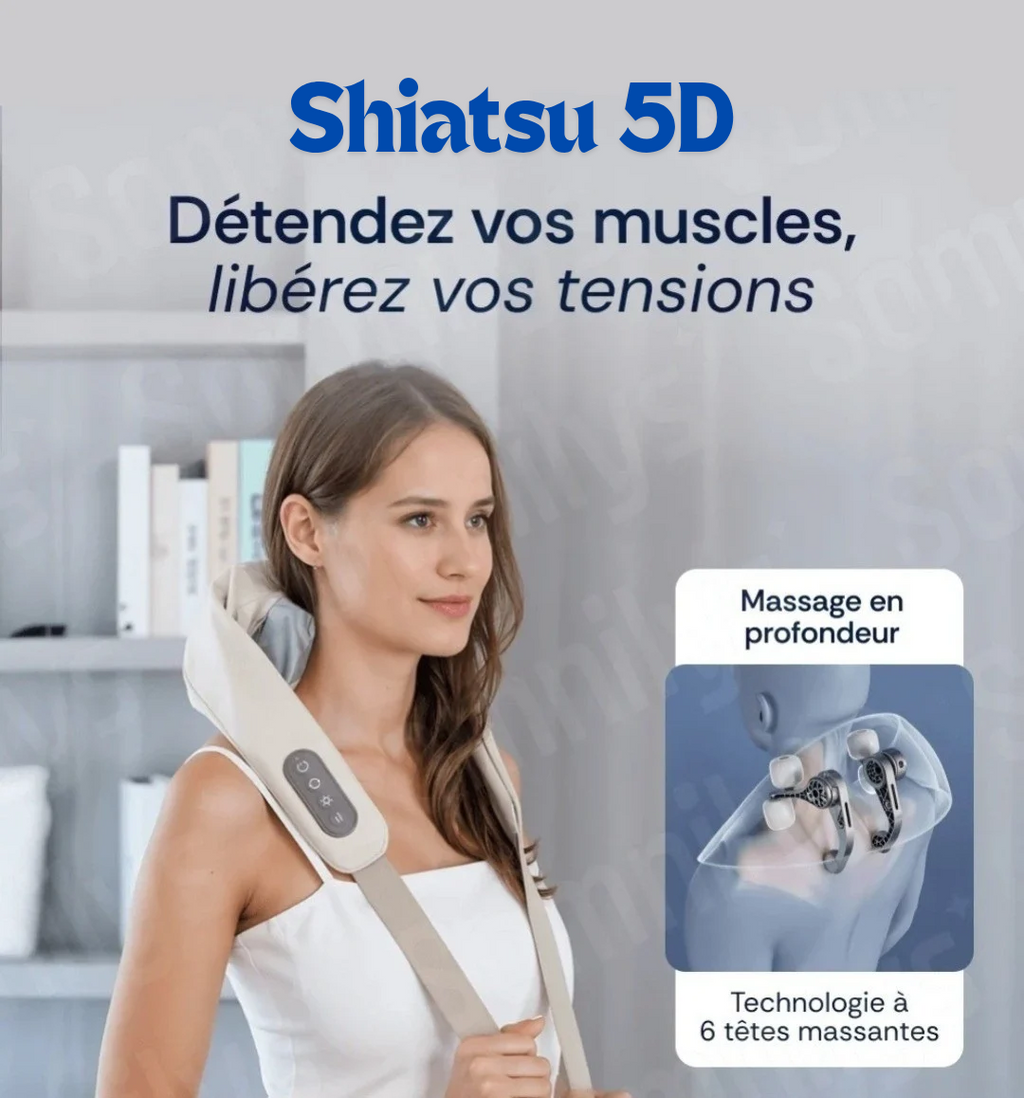 (SHIATSU 5D) Le Masseur Épaules Trapèzes, Cou Cervicales, Massage Chauffant Deluxe