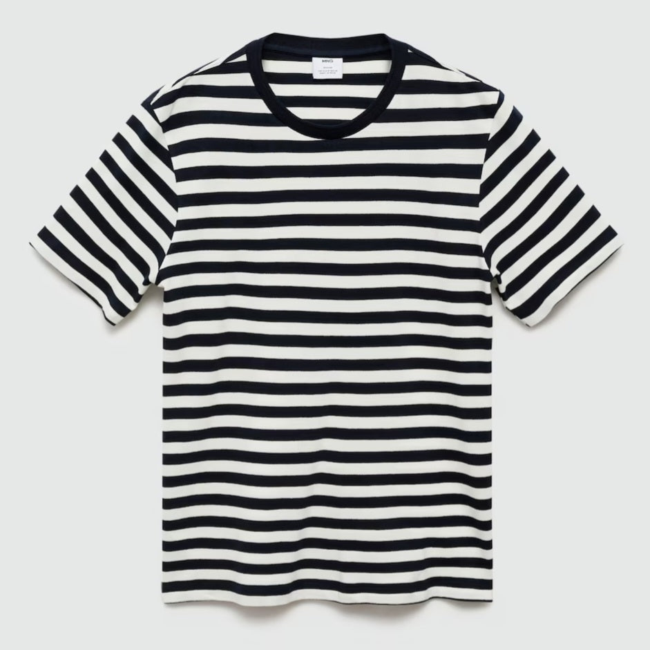 (T-Shirt MNG) regular-fit 100 % coton rayures, En Maille haute qualité