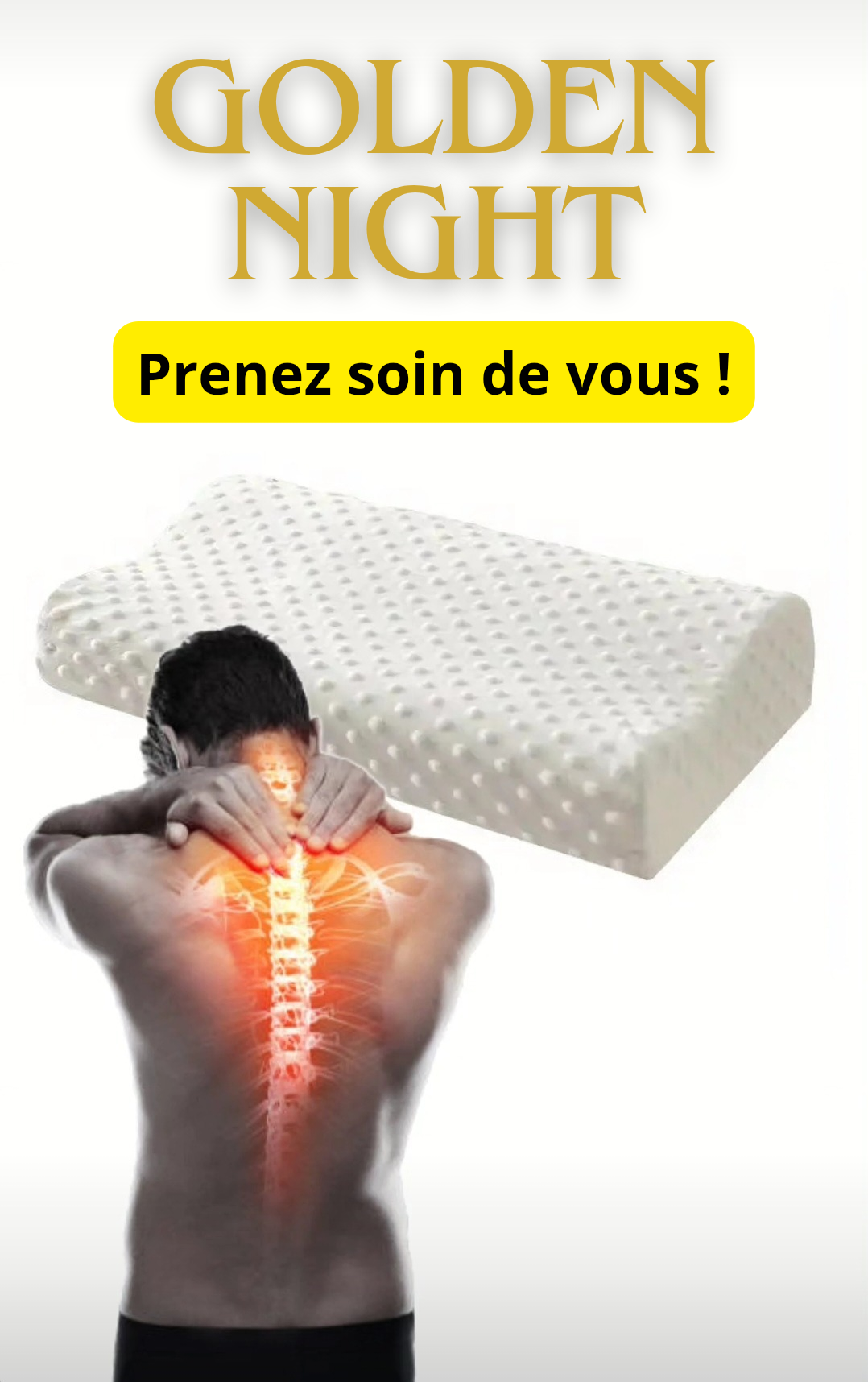 Oreiller Orthopédique Cervicales, Qualité Premium, Mémoire de Forme, Protection Optimale, Coussin GOLDEN NIGHT