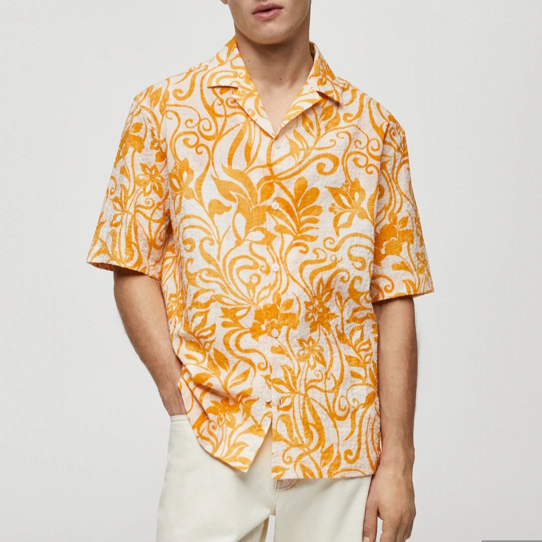 (Chemise MNG) Moderne coton texturée imprimée