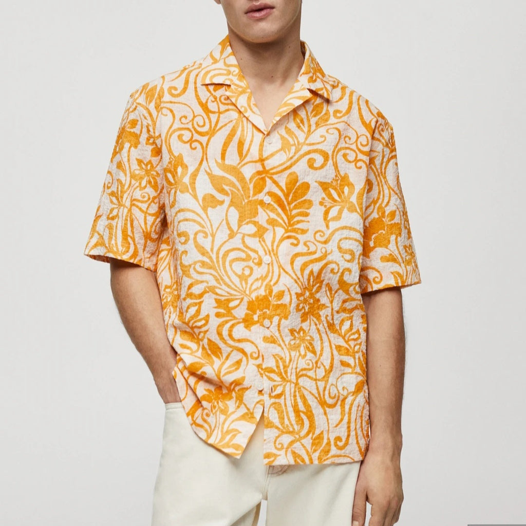 (Chemise MNG) Moderne coton texturée imprimée