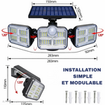 (SOLAR270) Éclairage LED à Énergie Solaire, Rayon 270°, Capteur de mouvements, Économique et Moderne, Eclairage Puissant