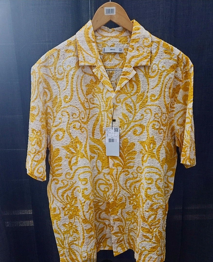 (Chemise MNG) Moderne coton texturée imprimée