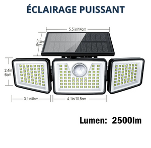 (SOLAR 270) Lampe Solaire à Éclairage LED, 270 degré, Capteur de mouvement, Économique et Moderne
