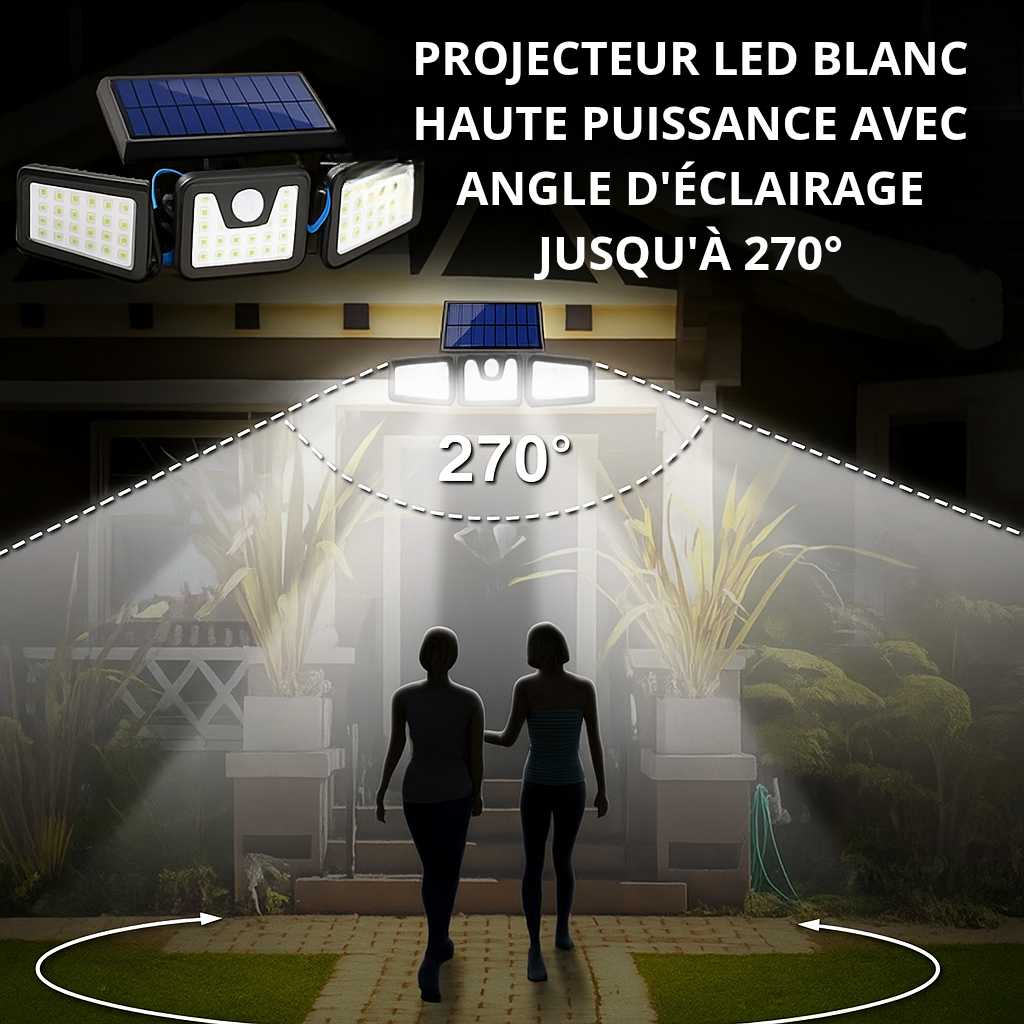 (SOLAR 270) Lampe Solaire à Éclairage LED, 270 degré, Capteur de mouvement, Économique et Moderne