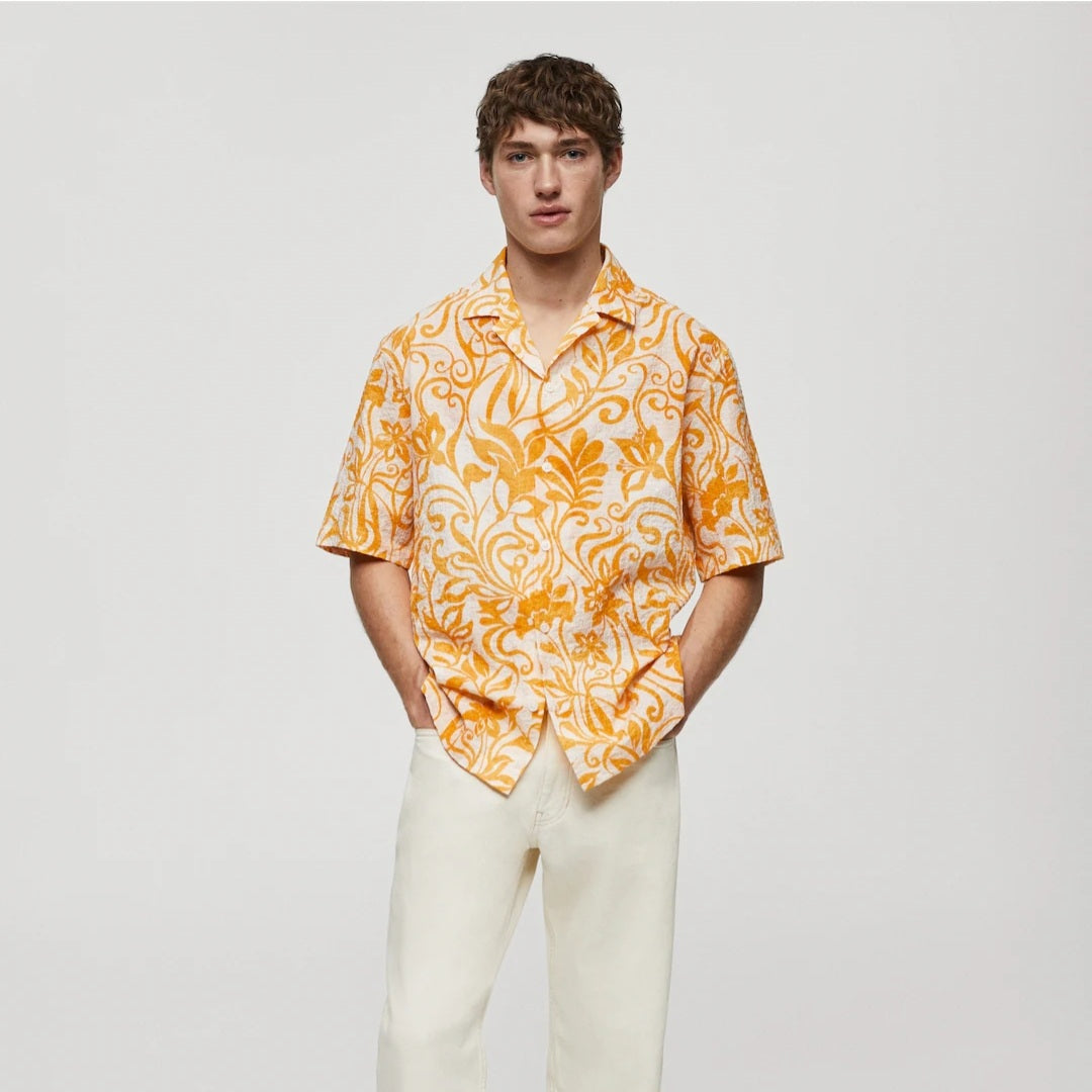 (Chemise MNG) Moderne coton texturée imprimée